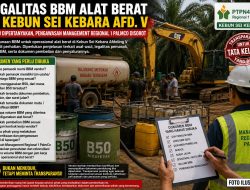 Legalitas BBM Alat Berat di Kebun Sei Kebara Afd. V Perlu Dipertanyakan, Pengawasan Management Regional 1 Pamlco Disorot
